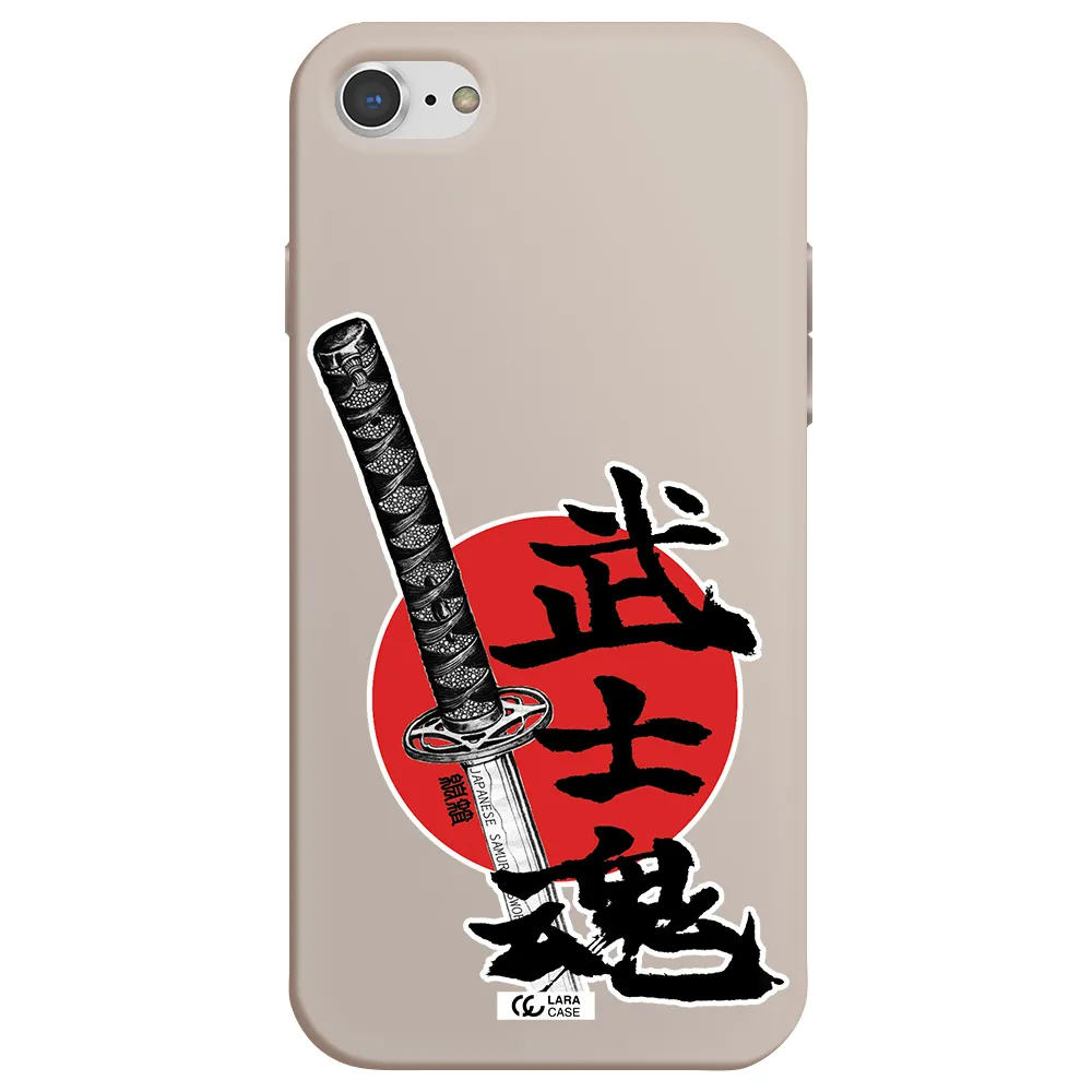 a sword with a red circle and hieroglyph Apple iPhone 8 Silicone Stone Case