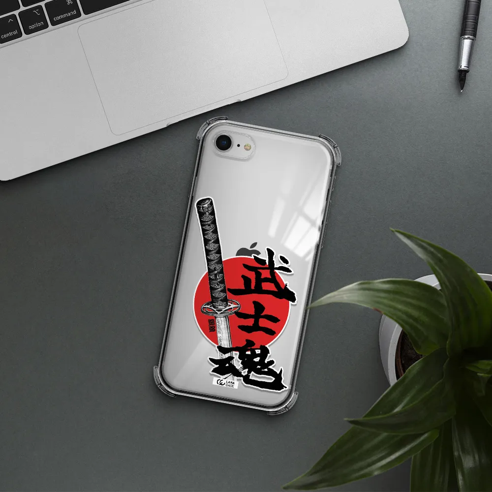 a sword with a red circle and hieroglyph Apple iPhone se 2020 Clear PC Case