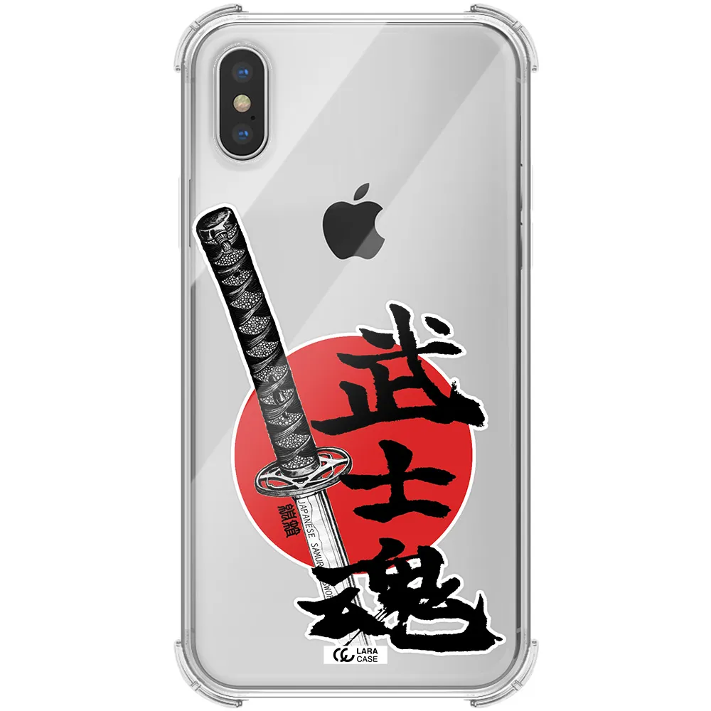 a sword with a red circle and hieroglyph Apple iPhone X Clear PC Case