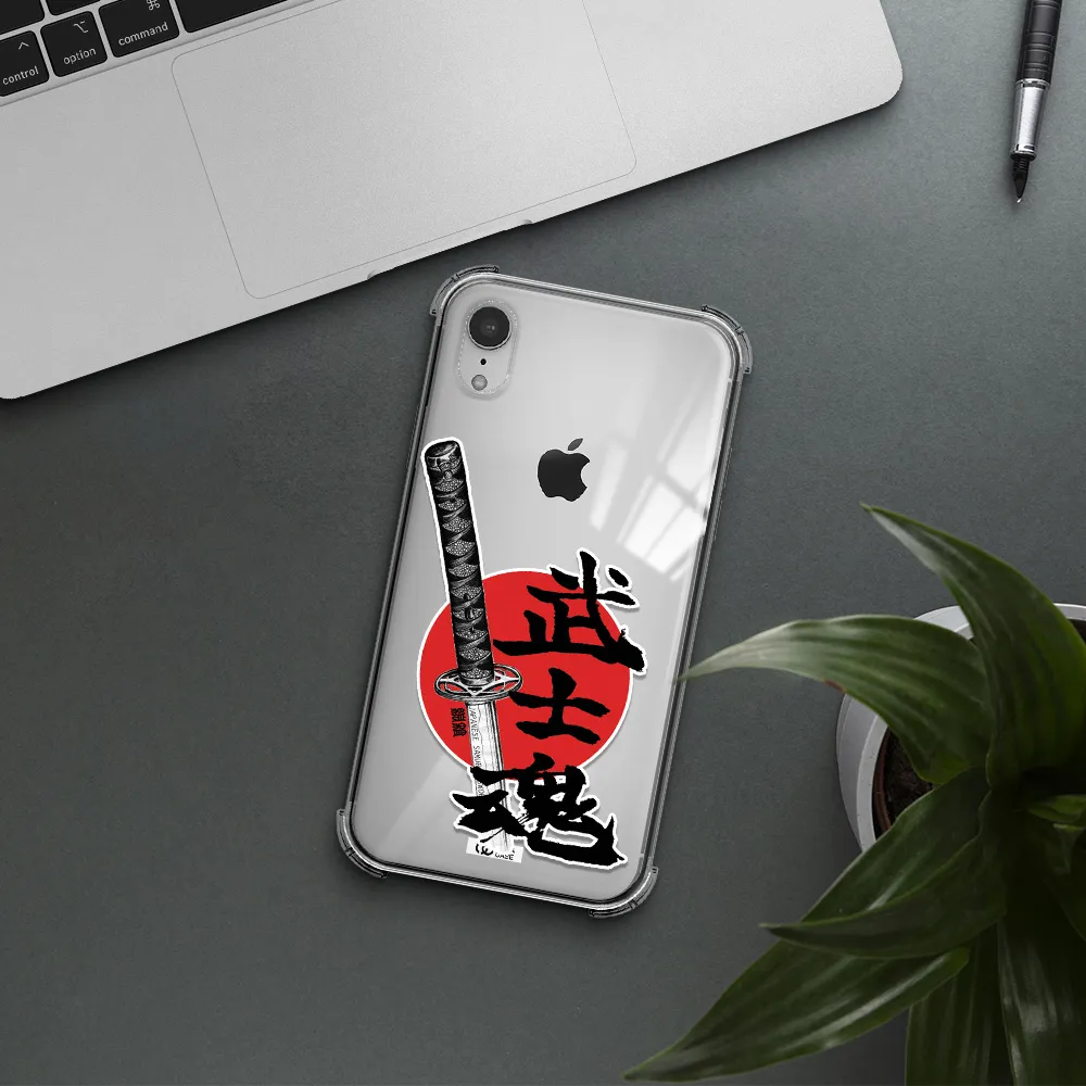 a sword with a red circle and hieroglyph Apple iPhone XR Clear PC Case