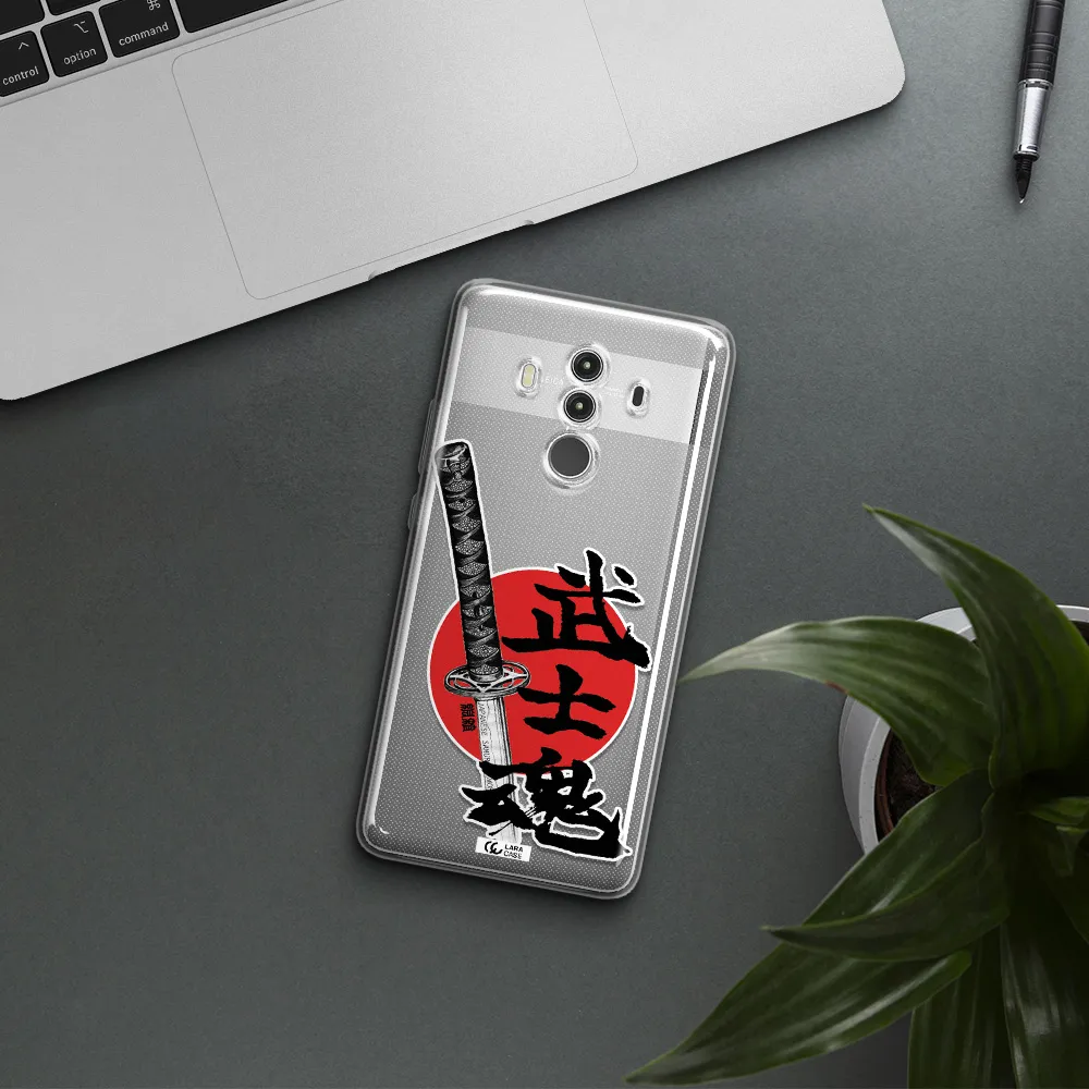 a sword with a red circle and hieroglyph Huawei Mate 10 Clear TPU Case
