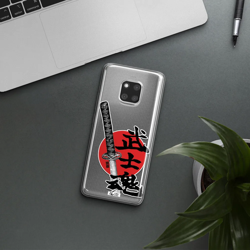 a sword with a red circle and hieroglyph Huawei Mate 20 Pro Clear TPU Case
