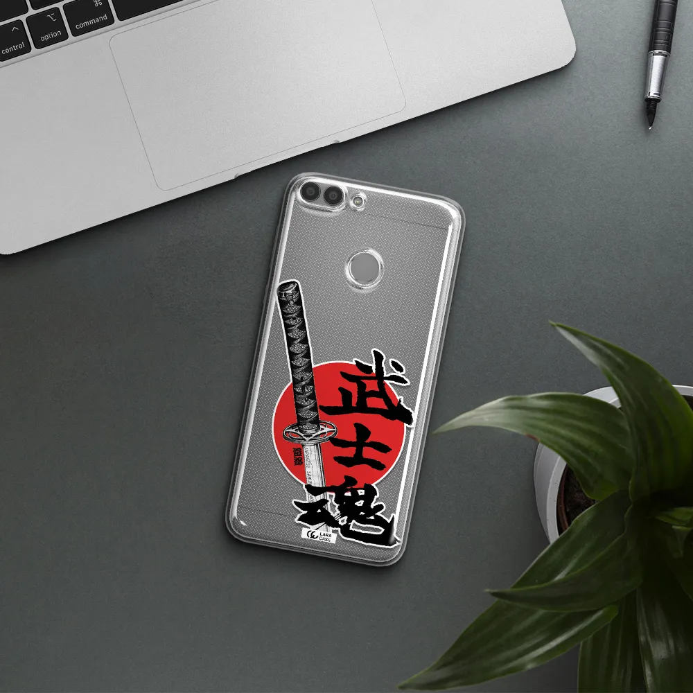 a sword with a red circle and hieroglyph Huawei P Smart 2017 Clear TPU Case