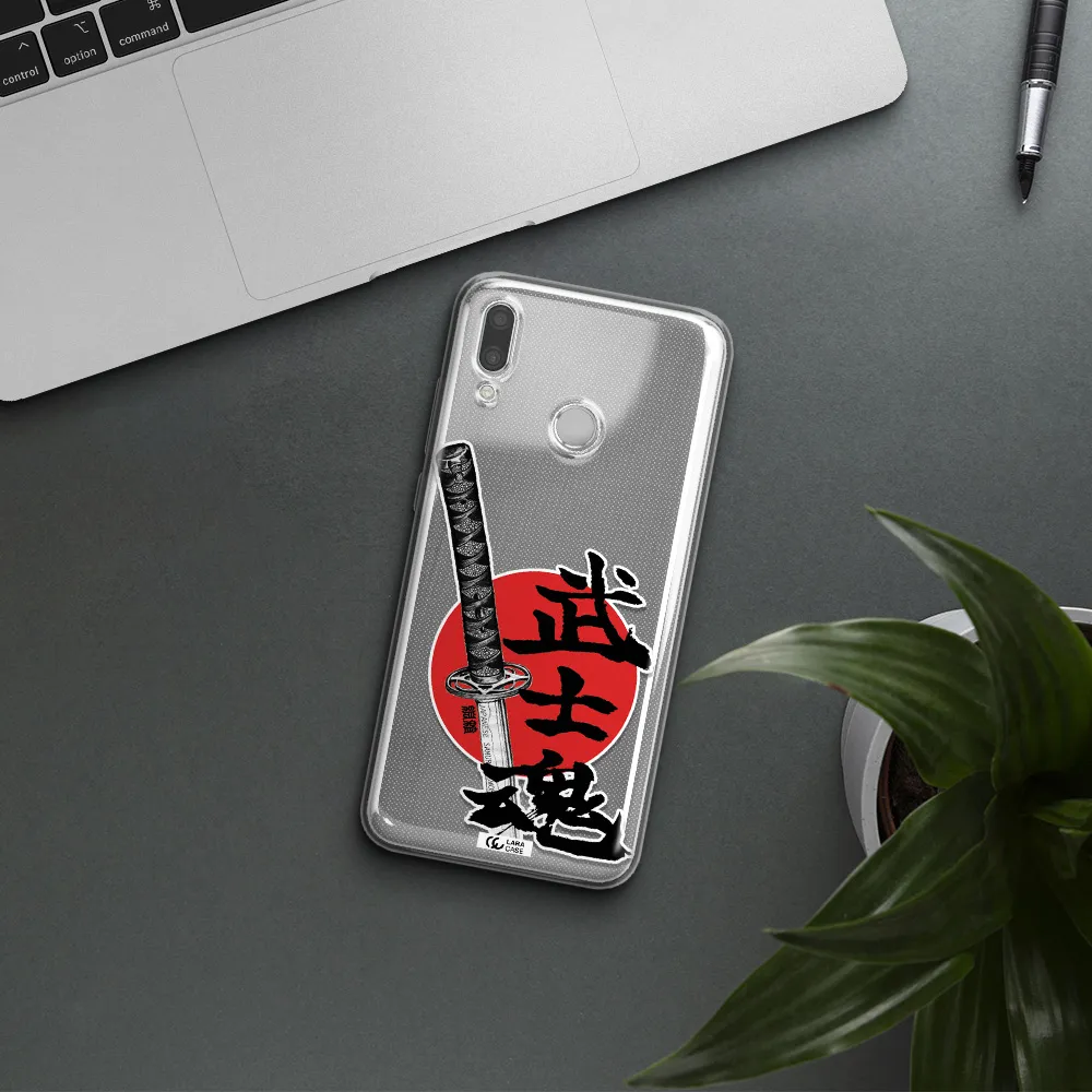 a sword with a red circle and hieroglyph Huawei P Smart 2019 Clear TPU Case