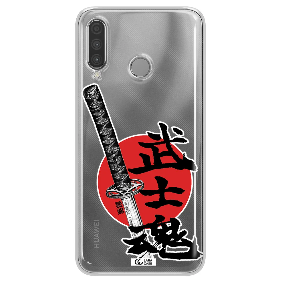 a sword with a red circle and hieroglyph Huawei P30 Lite Clear TPU Case