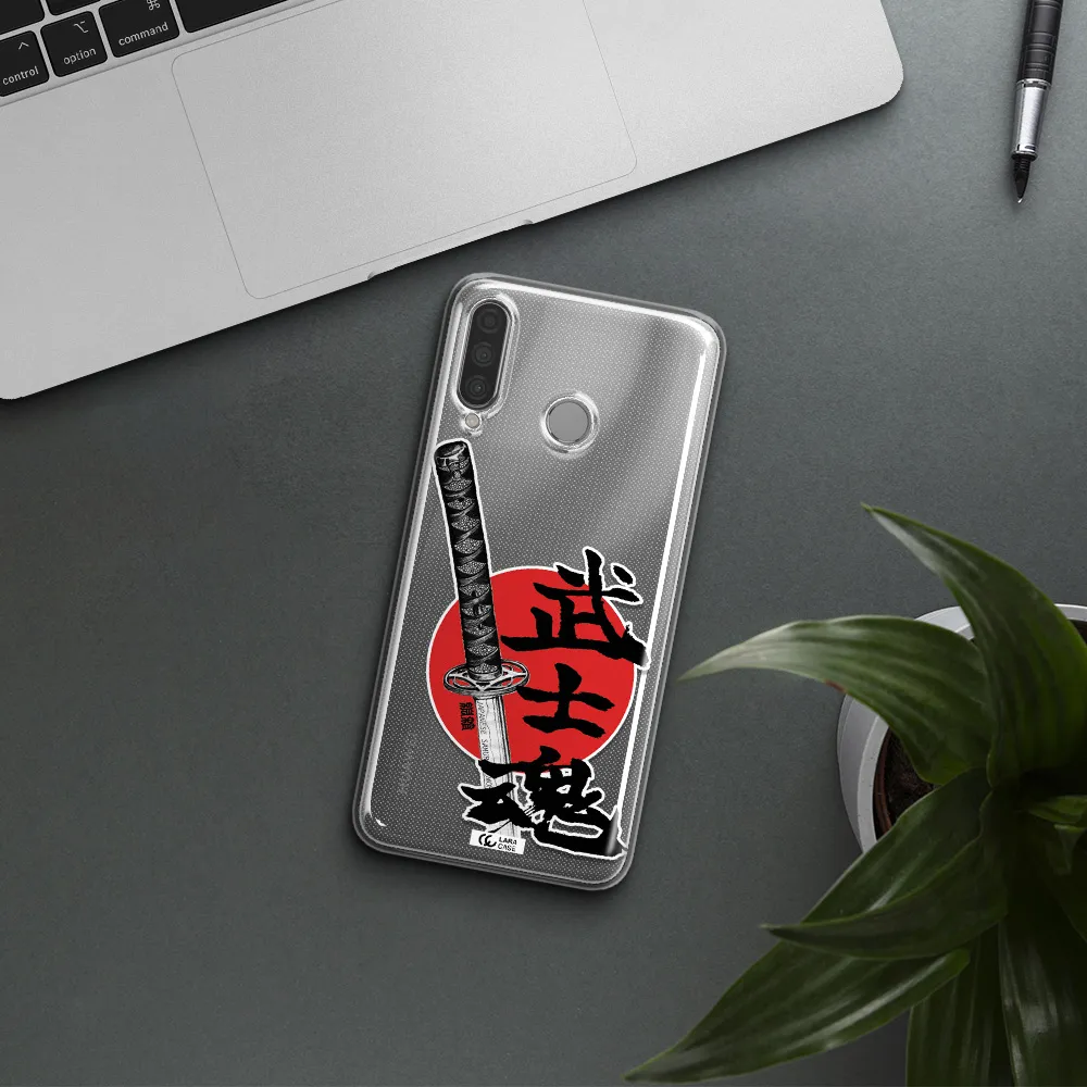 a sword with a red circle and hieroglyph Huawei P30 Lite Clear TPU Case