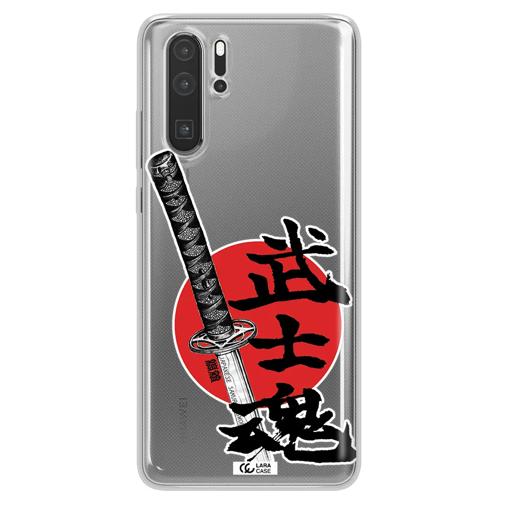 a sword with a red circle and hieroglyph Huawei P30 Pro Clear TPU Case