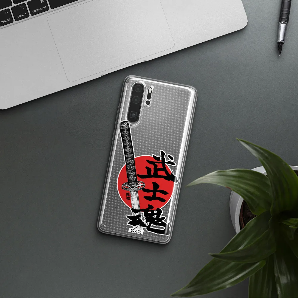 a sword with a red circle and hieroglyph Huawei P30 Pro Clear TPU Case