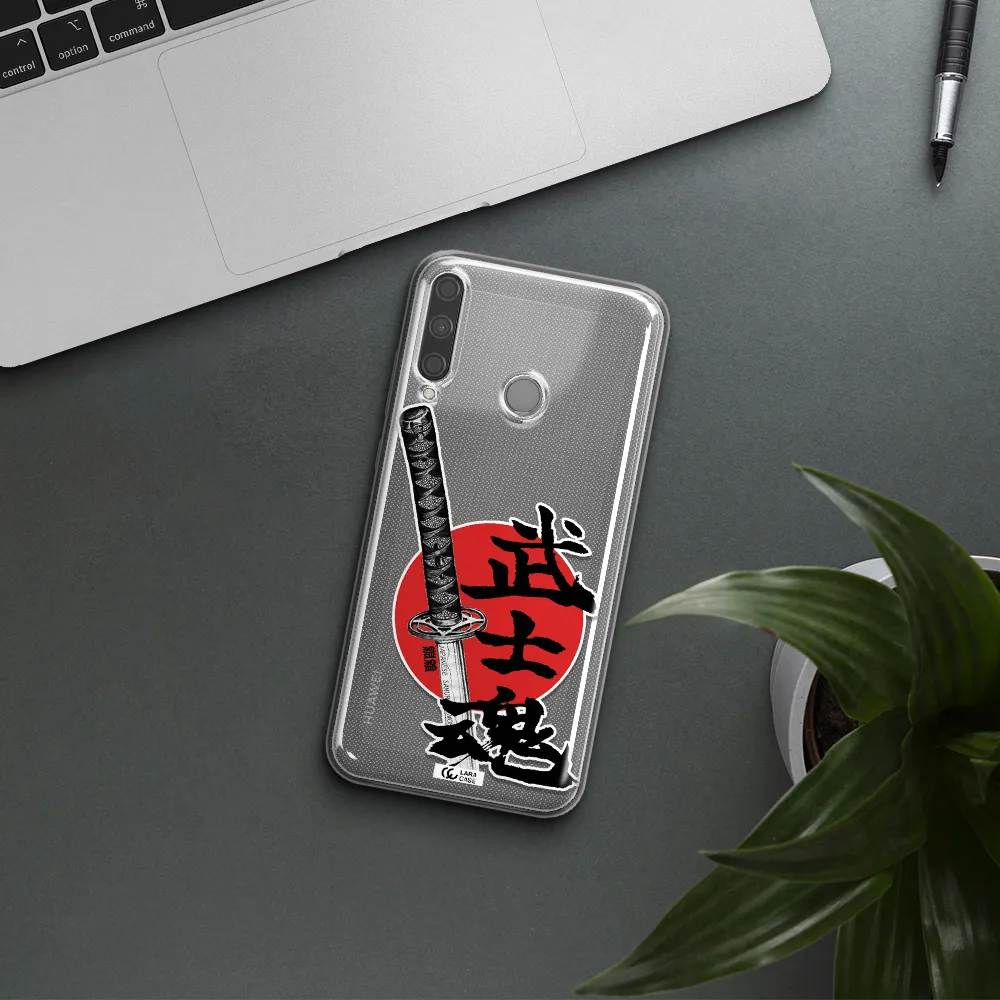 a sword with a red circle and hieroglyph Huawei P40 Lite E Clear TPU Case