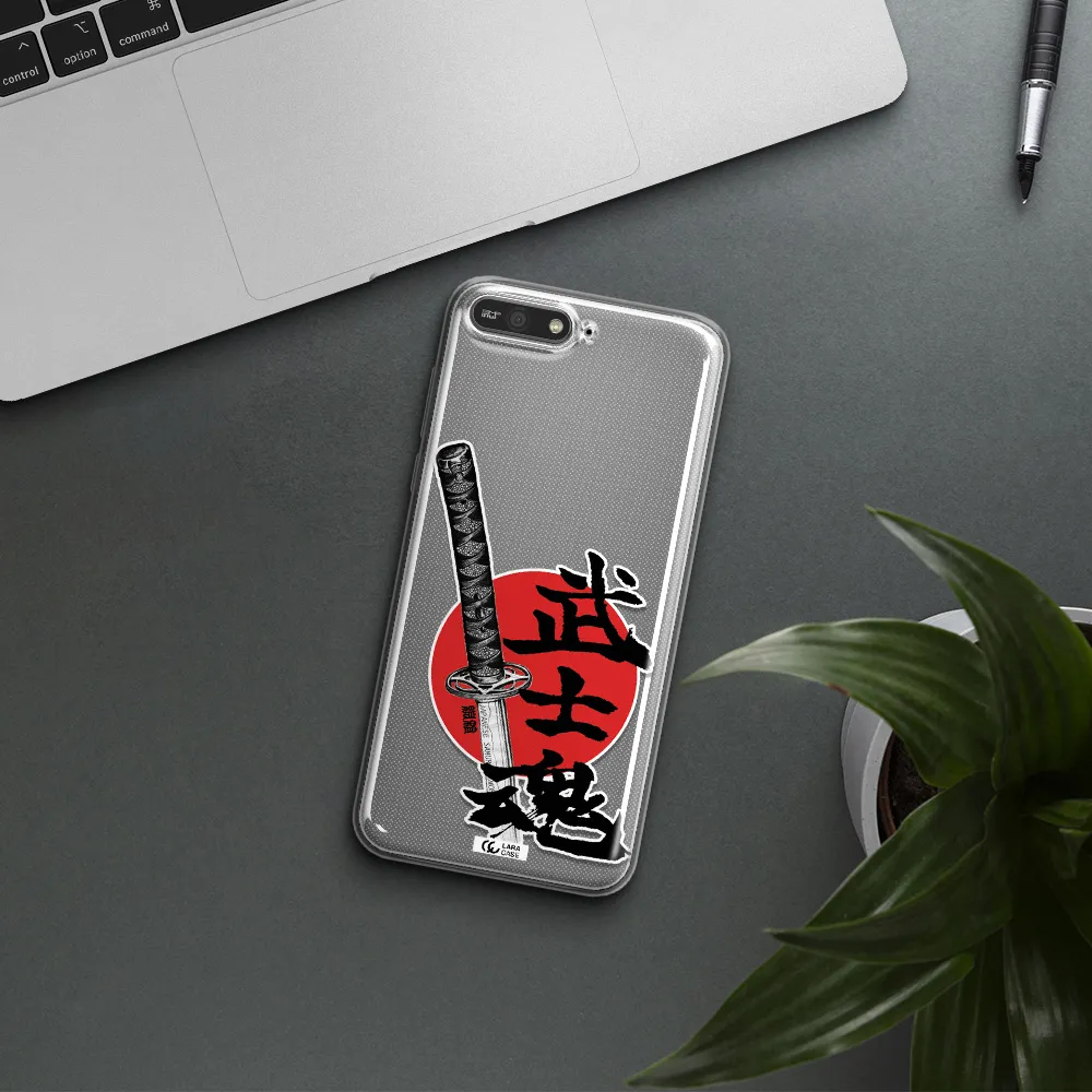 a sword with a red circle and hieroglyph Huawei Y6 2018 Clear TPU Case