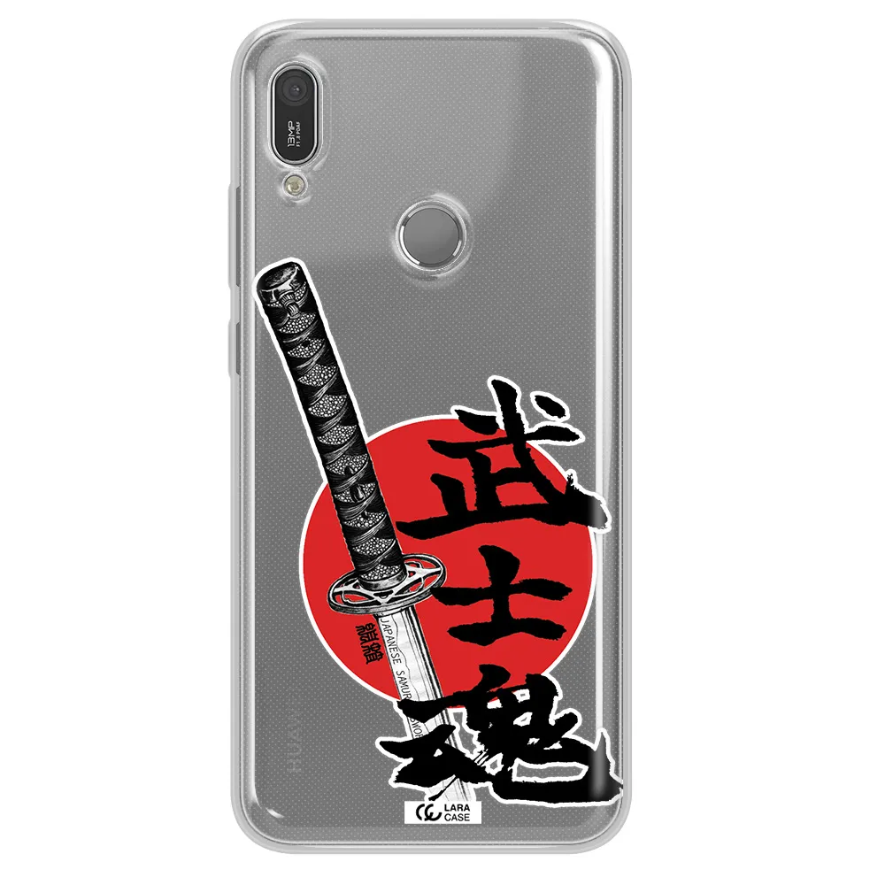 a sword with a red circle and hieroglyph Huawei Y6 2019 Clear TPU Case