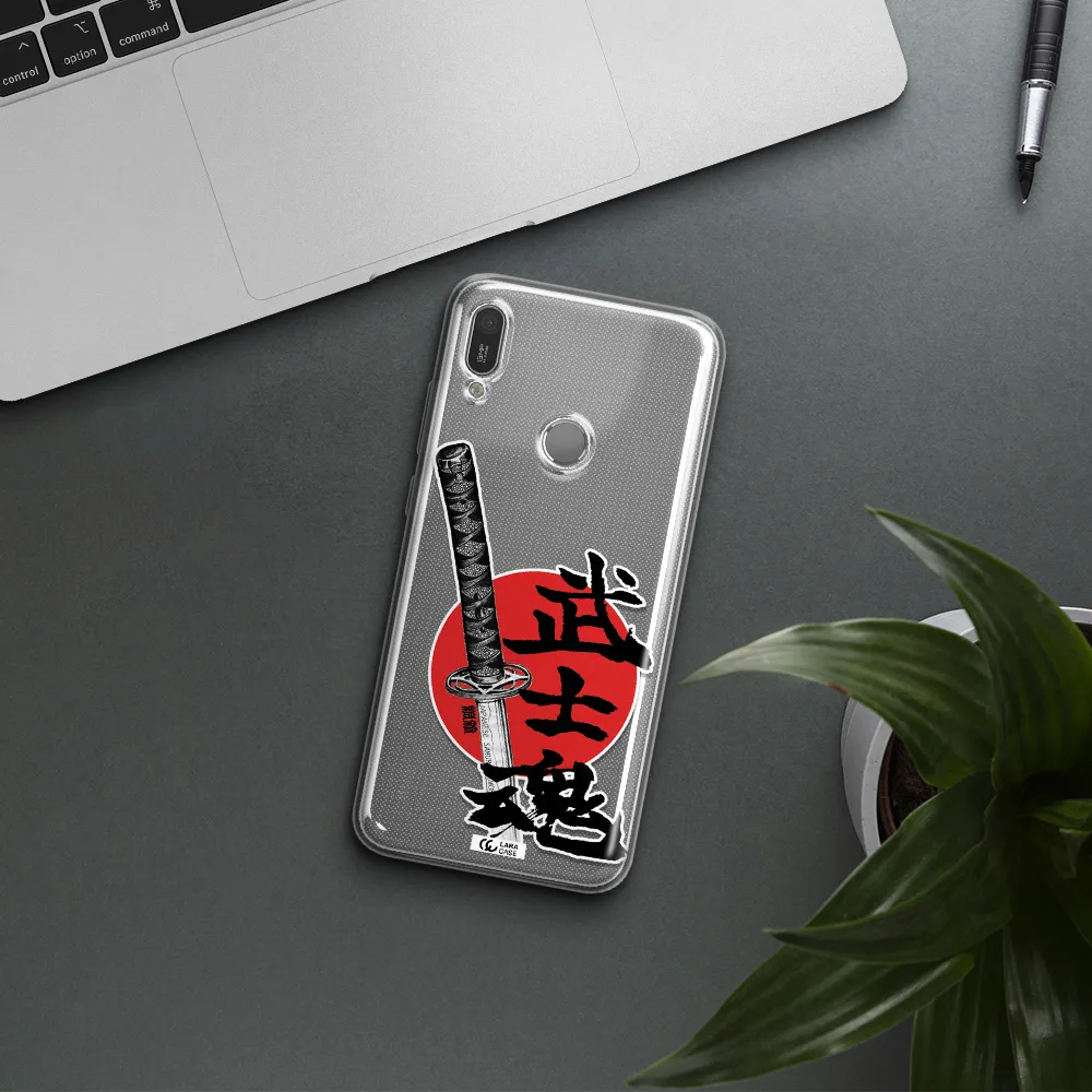 a sword with a red circle and hieroglyph Huawei Y6 2019 Clear TPU Case