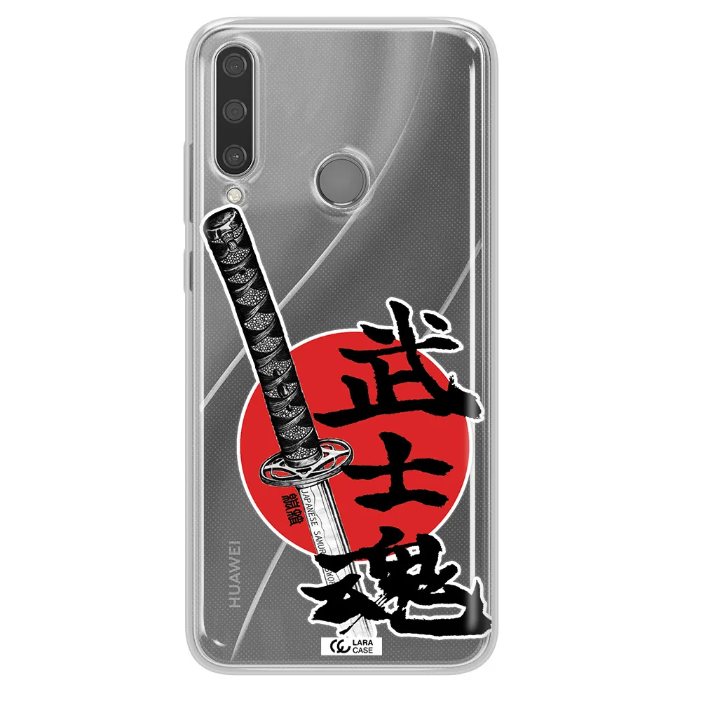 a sword with a red circle and hieroglyph Huawei Y6P Clear TPU Case