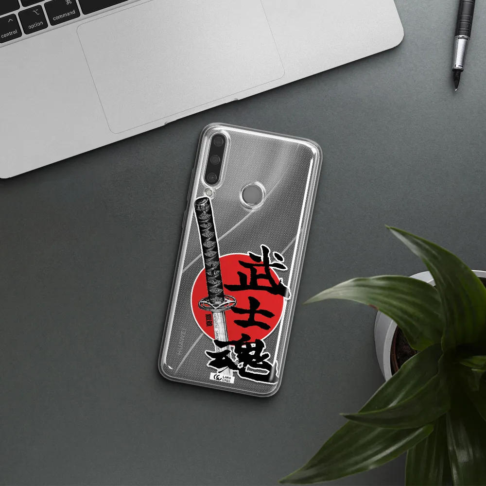 a sword with a red circle and hieroglyph Huawei Y6P Clear TPU Case