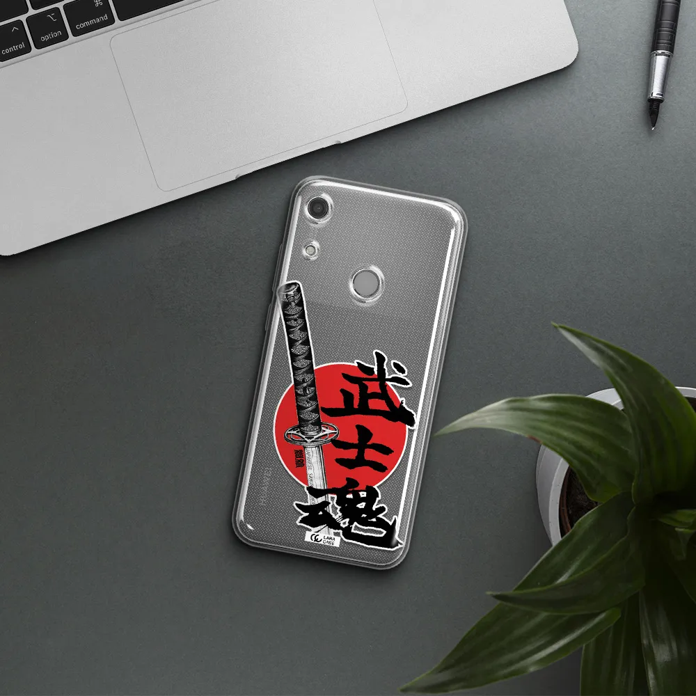a sword with a red circle and hieroglyph Huawei Y6S Clear TPU Case