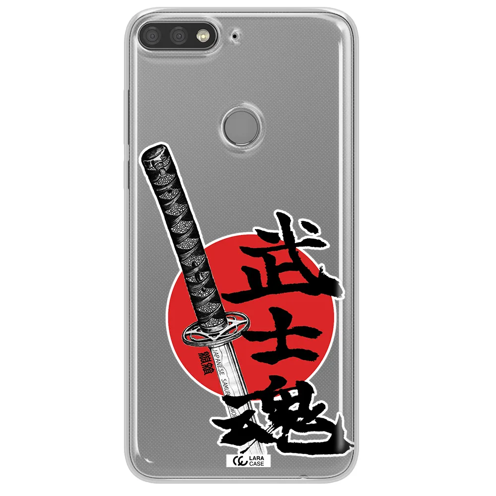 a sword with a red circle and hieroglyph Huawei Y7 Prime 2018 Clear TPU Case