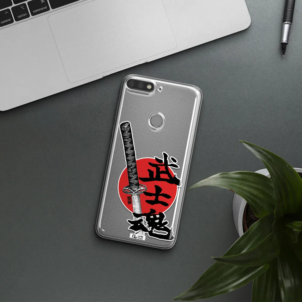 a sword with a red circle and hieroglyph Huawei Y7 Prime 2018 Clear TPU Case
