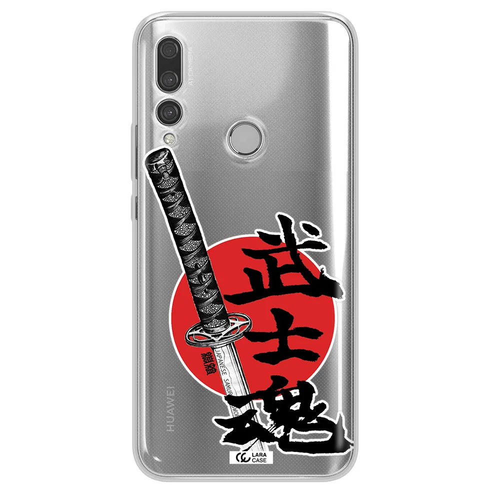 a sword with a red circle and hieroglyph Huawei Y9 Prime 2019 Clear TPU Case