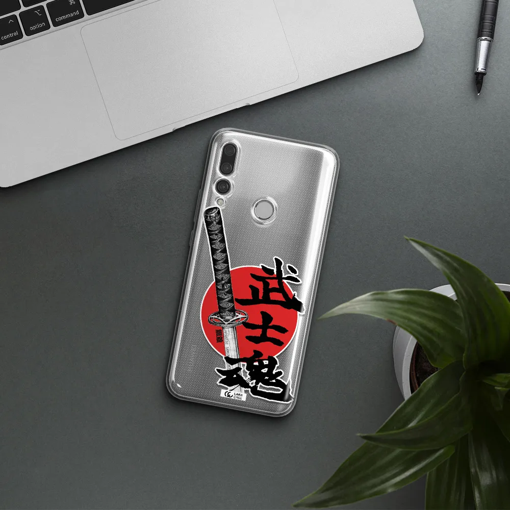 a sword with a red circle and hieroglyph Huawei Y9 Prime 2019 Clear TPU Case