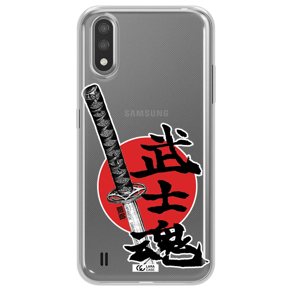 a sword with a red circle and hieroglyph Samsung A01 Clear TPU Case