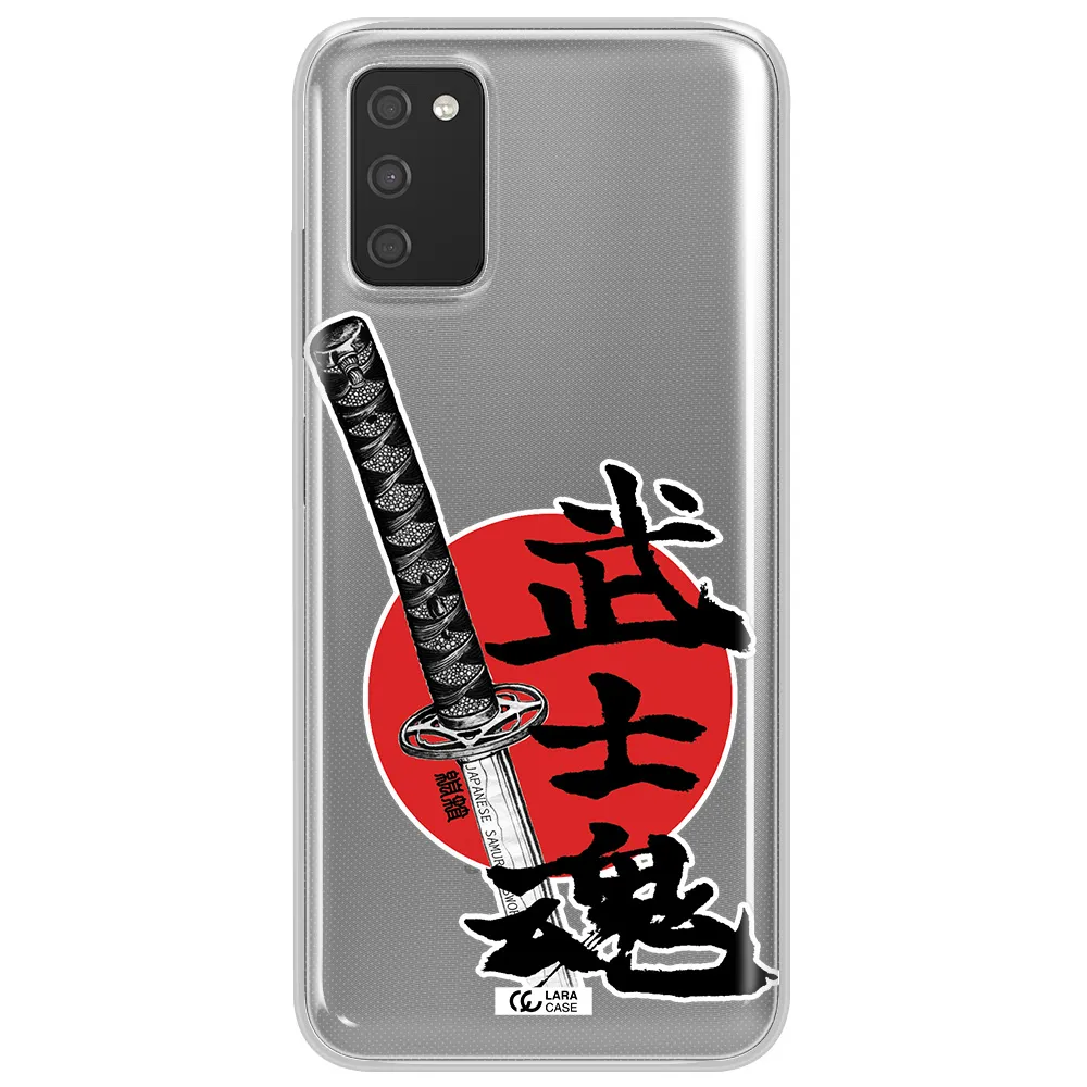 a sword with a red circle and hieroglyph Samsung A03S Clear TPU Case
