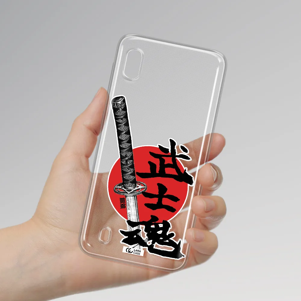 a sword with a red circle and hieroglyph Samsung A10 Clear TPU Case