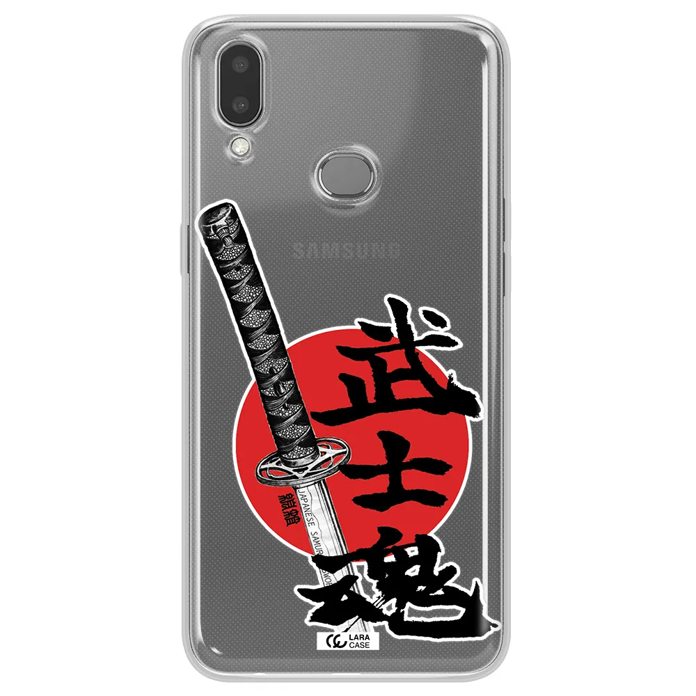 a sword with a red circle and hieroglyph Samsung A10S Clear TPU Case