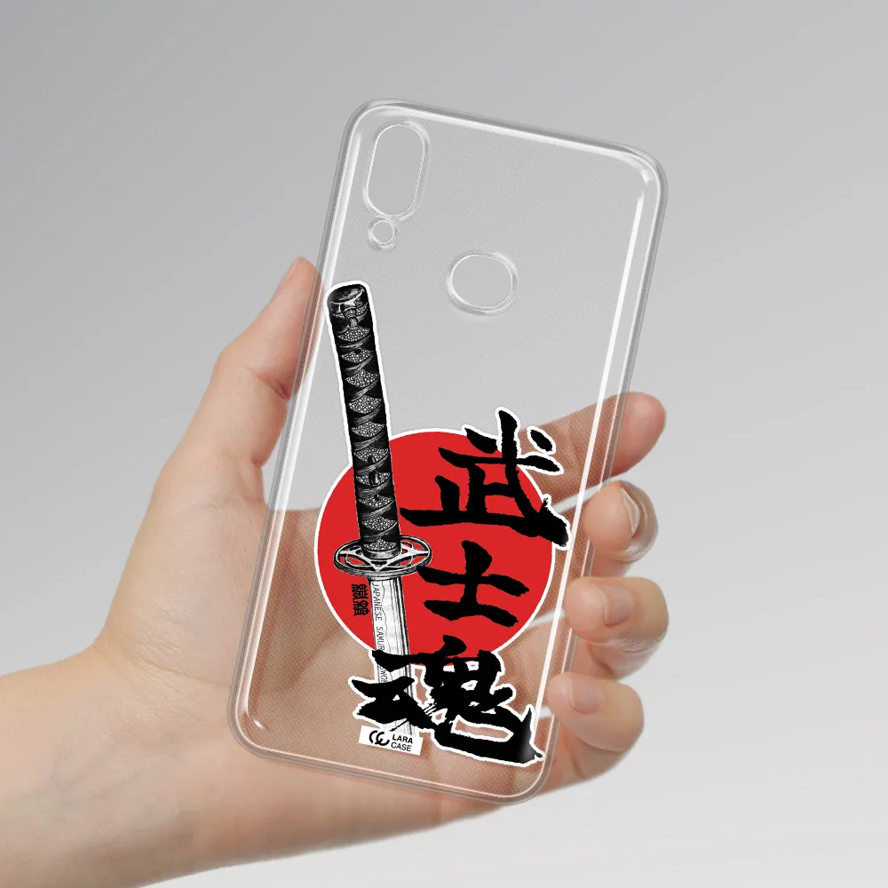 a sword with a red circle and hieroglyph Samsung A10S Clear TPU Case