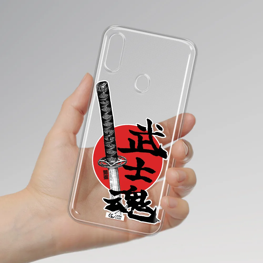 a sword with a red circle and hieroglyph Samsung A11 Clear TPU Case
