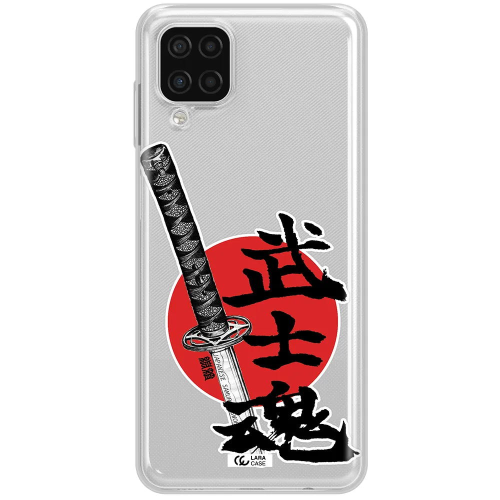 a sword with a red circle and hieroglyph Samsung A12 4g Clear TPU Case