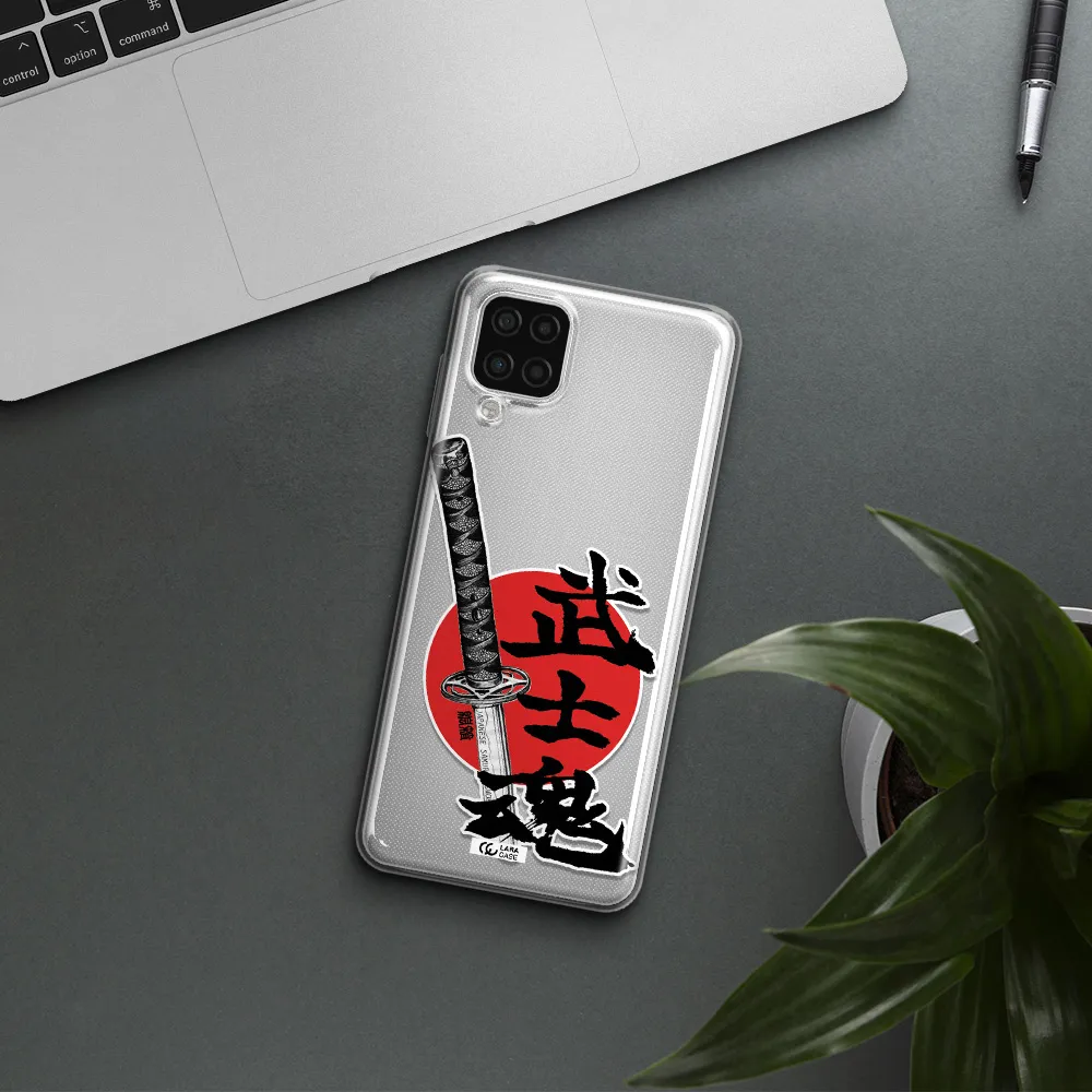 a sword with a red circle and hieroglyph Samsung A12 4g Clear TPU Case