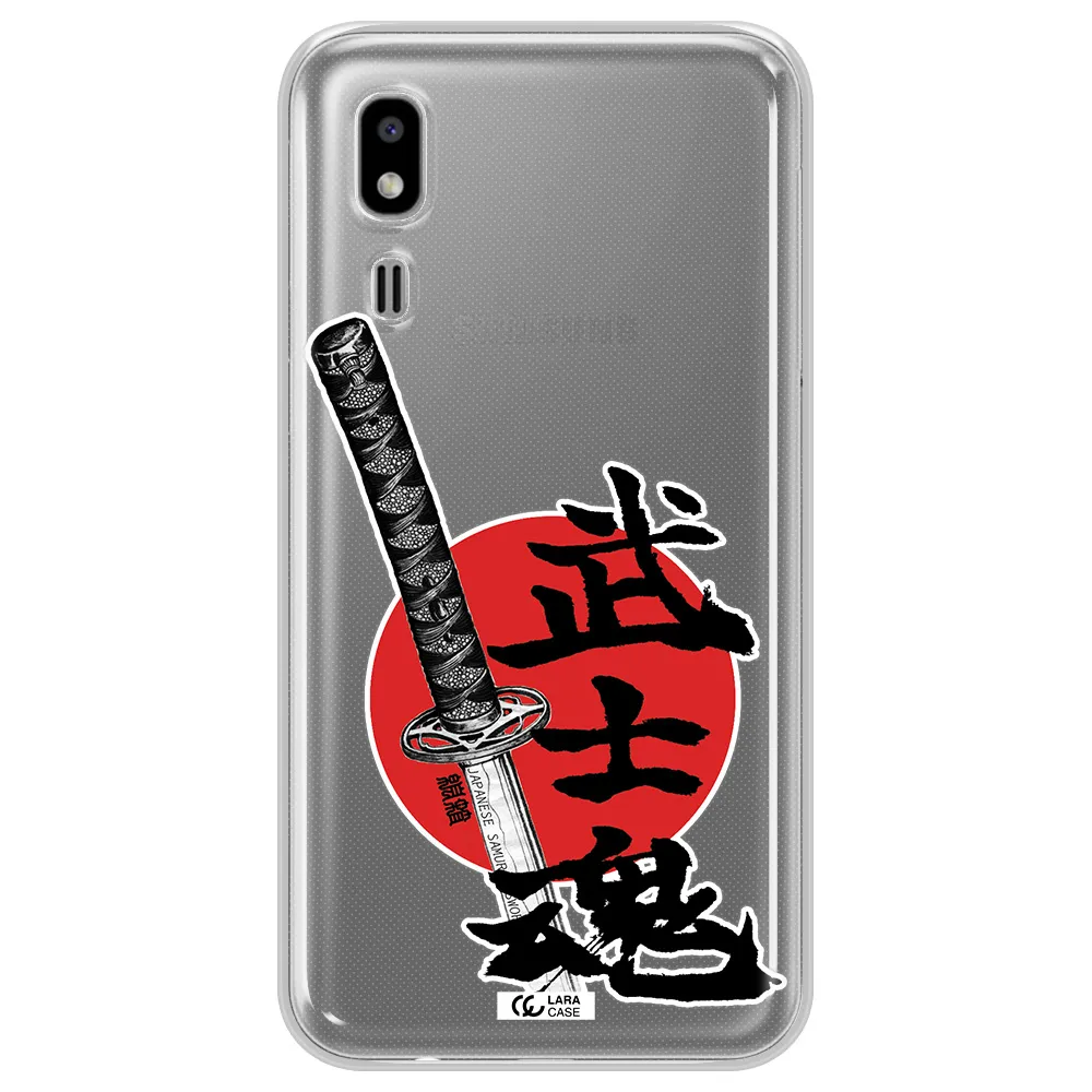 a sword with a red circle and hieroglyph Samsung A2 Core Clear TPU Case