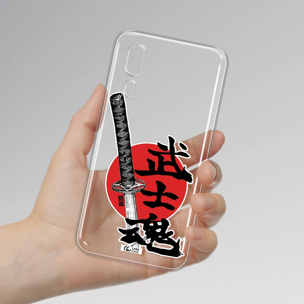 a sword with a red circle and hieroglyph Samsung A2 Core Clear TPU Case