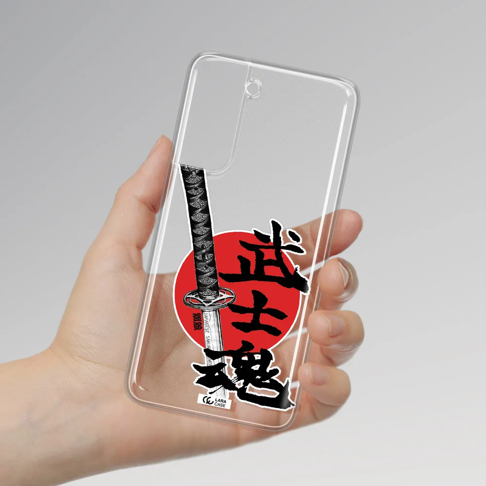 a sword with a red circle and hieroglyph Samsung A21 Fe Clear TPU Case