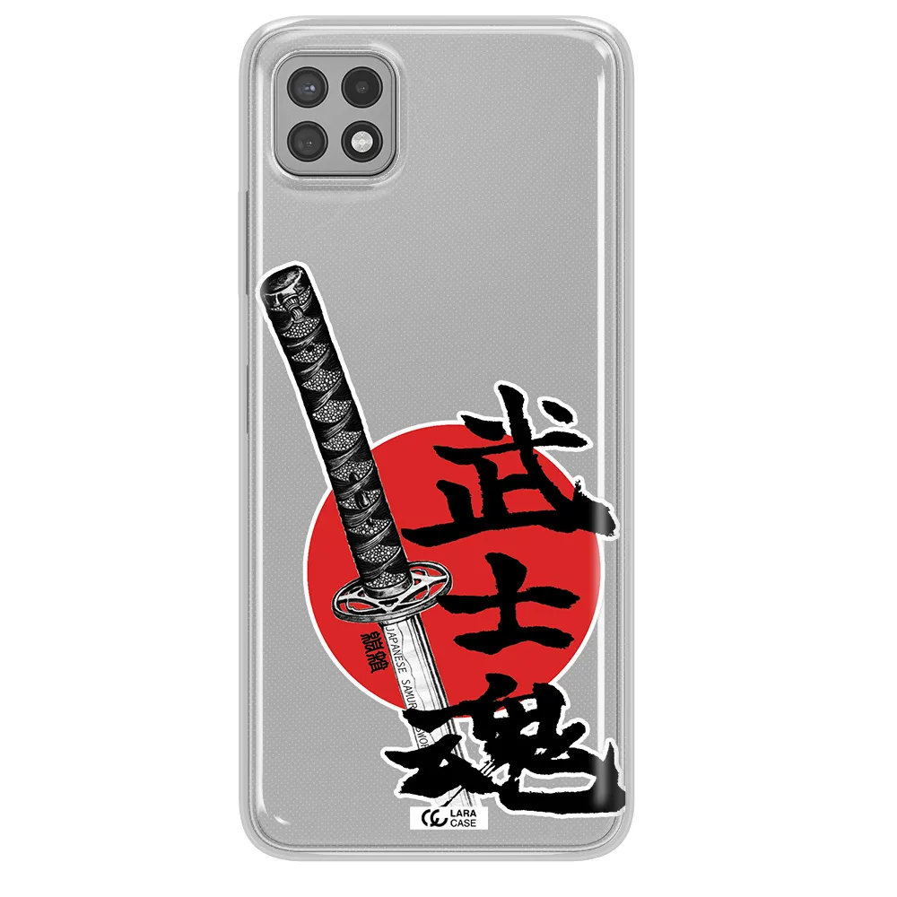 a sword with a red circle and hieroglyph Samsung A22 5g Clear TPU Case