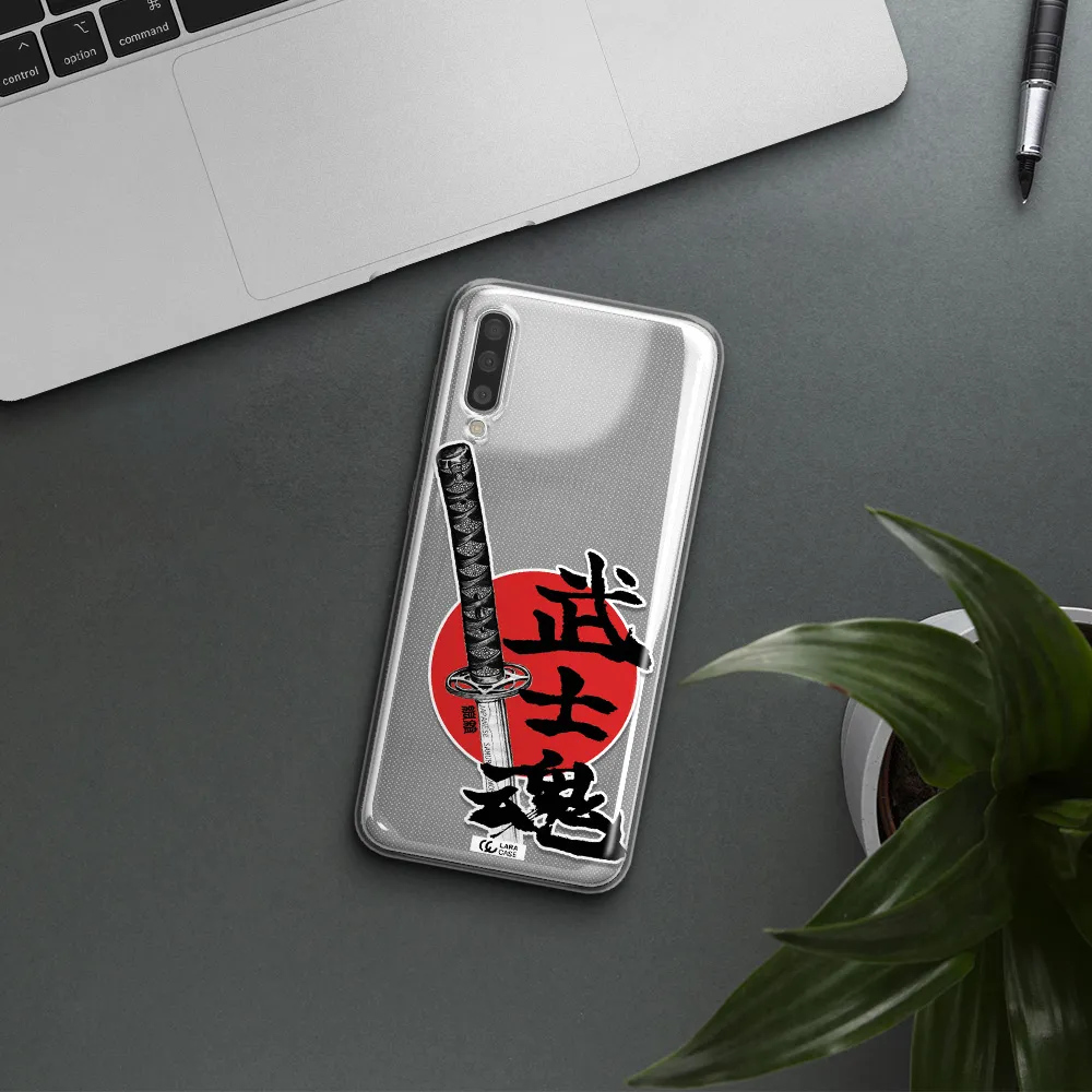 a sword with a red circle and hieroglyph Samsung A50 Clear TPU Case