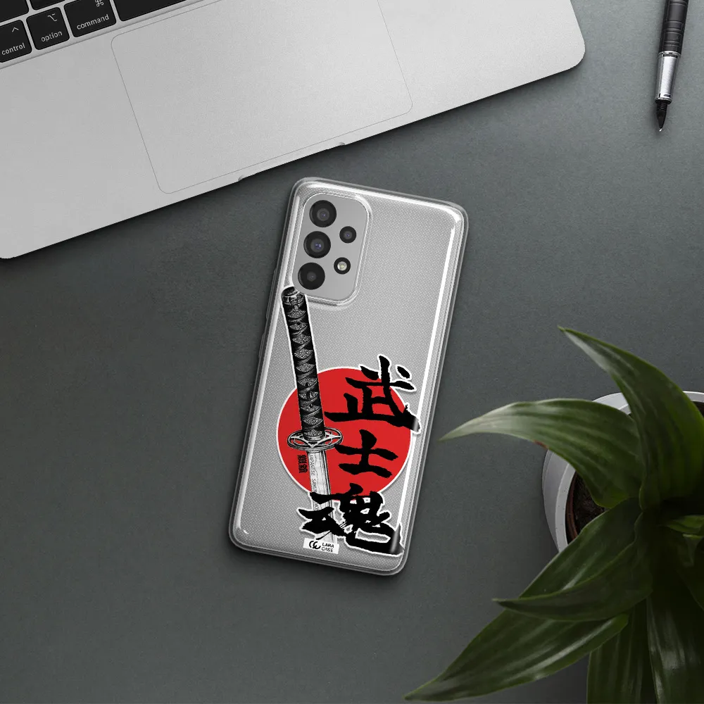a sword with a red circle and hieroglyph Samsung A53 Clear TPU Case