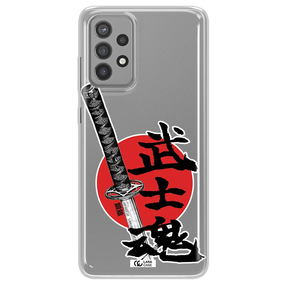 a sword with a red circle and hieroglyph Samsung A72 Clear TPU Case