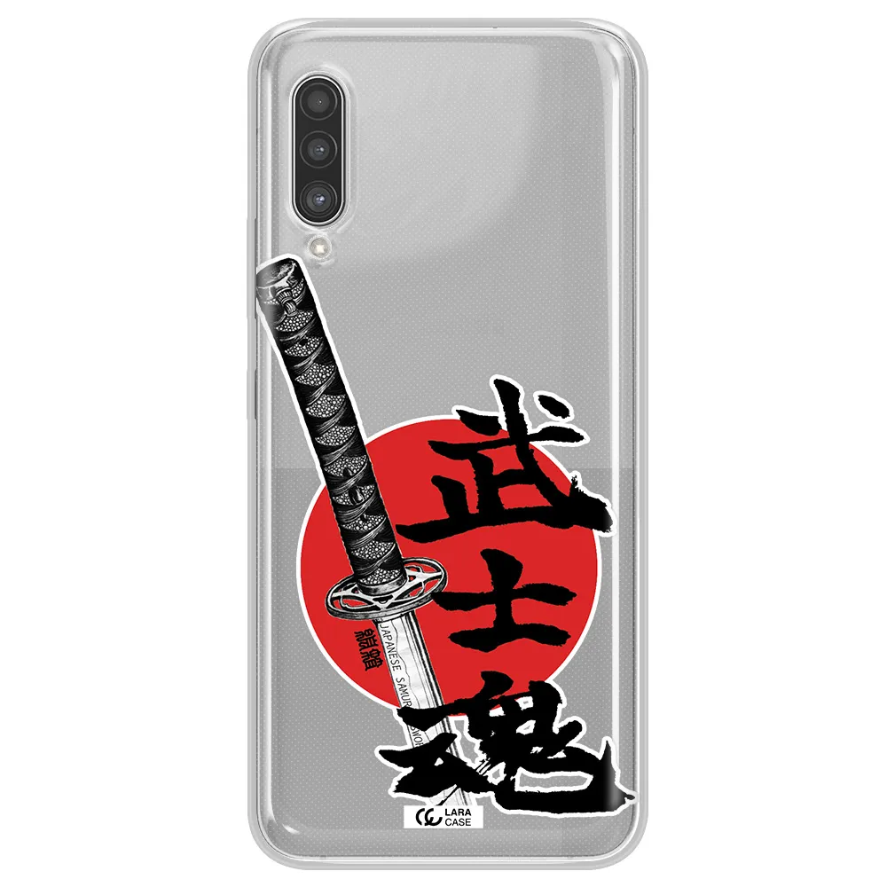 a sword with a red circle and hieroglyph Samsung A90 Clear TPU Case