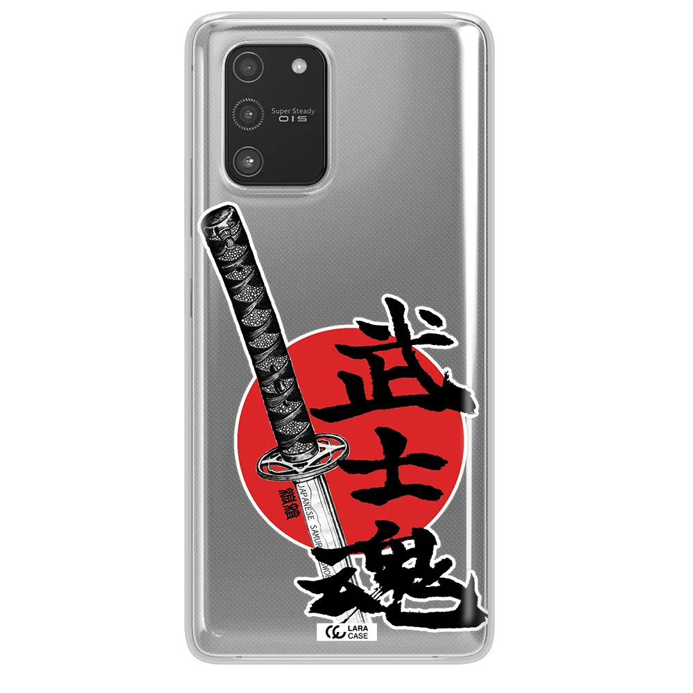 a sword with a red circle and hieroglyph Samsung A91 Clear TPU Case