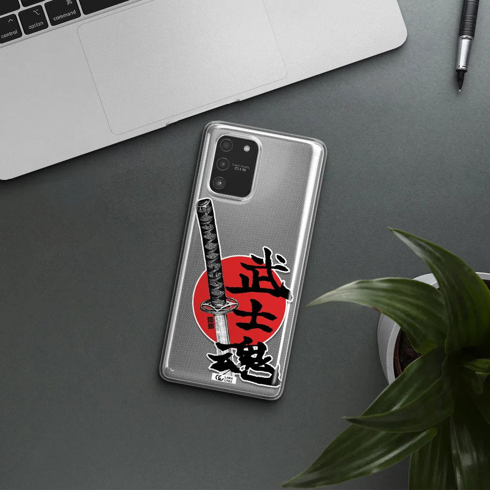 a sword with a red circle and hieroglyph Samsung A91 Clear TPU Case