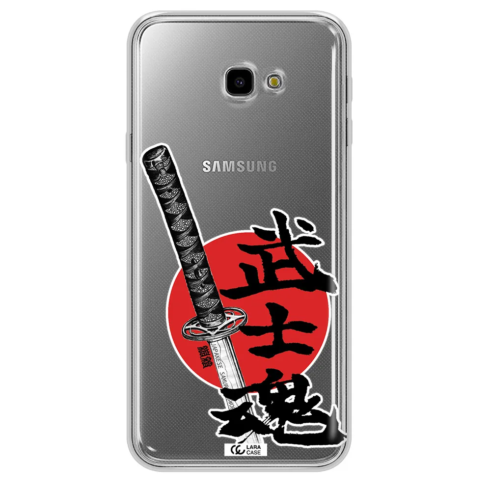 a sword with a red circle and hieroglyph Samsung J4 Plus Clear TPU Case