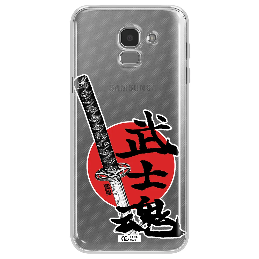 a sword with a red circle and hieroglyph Samsung J6 Clear TPU Case