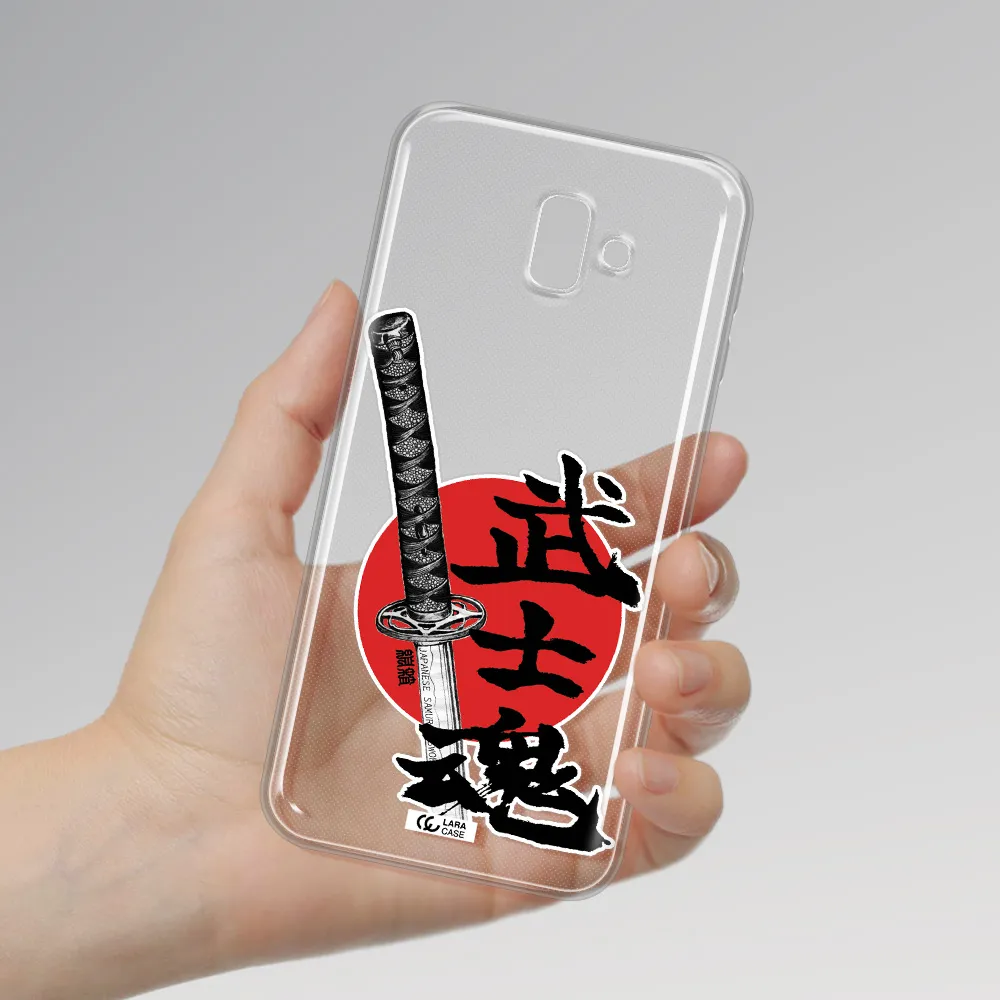 a sword with a red circle and hieroglyph Samsung J6 Plus Clear TPU Case