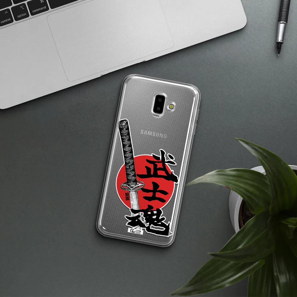 a sword with a red circle and hieroglyph Samsung J6 Plus Clear TPU Case