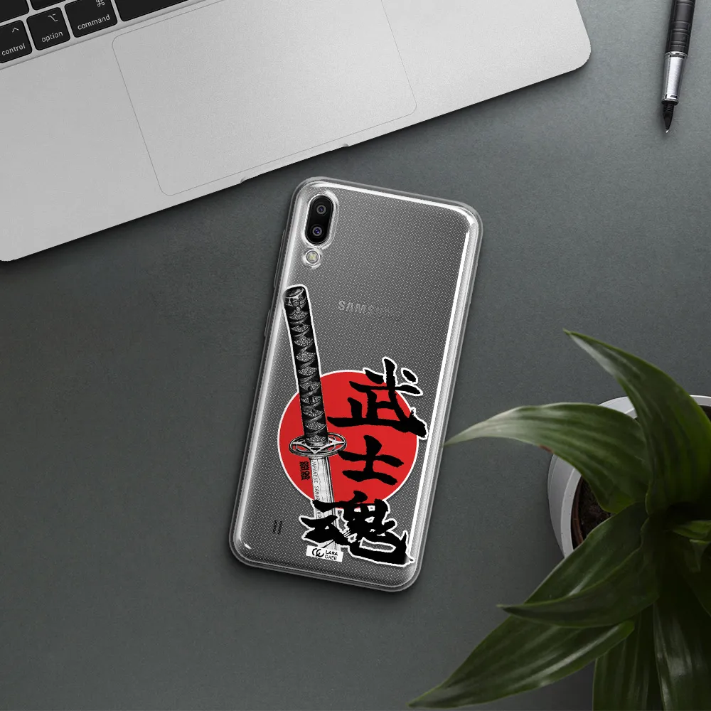 a sword with a red circle and hieroglyph Samsung M10 Clear TPU Case