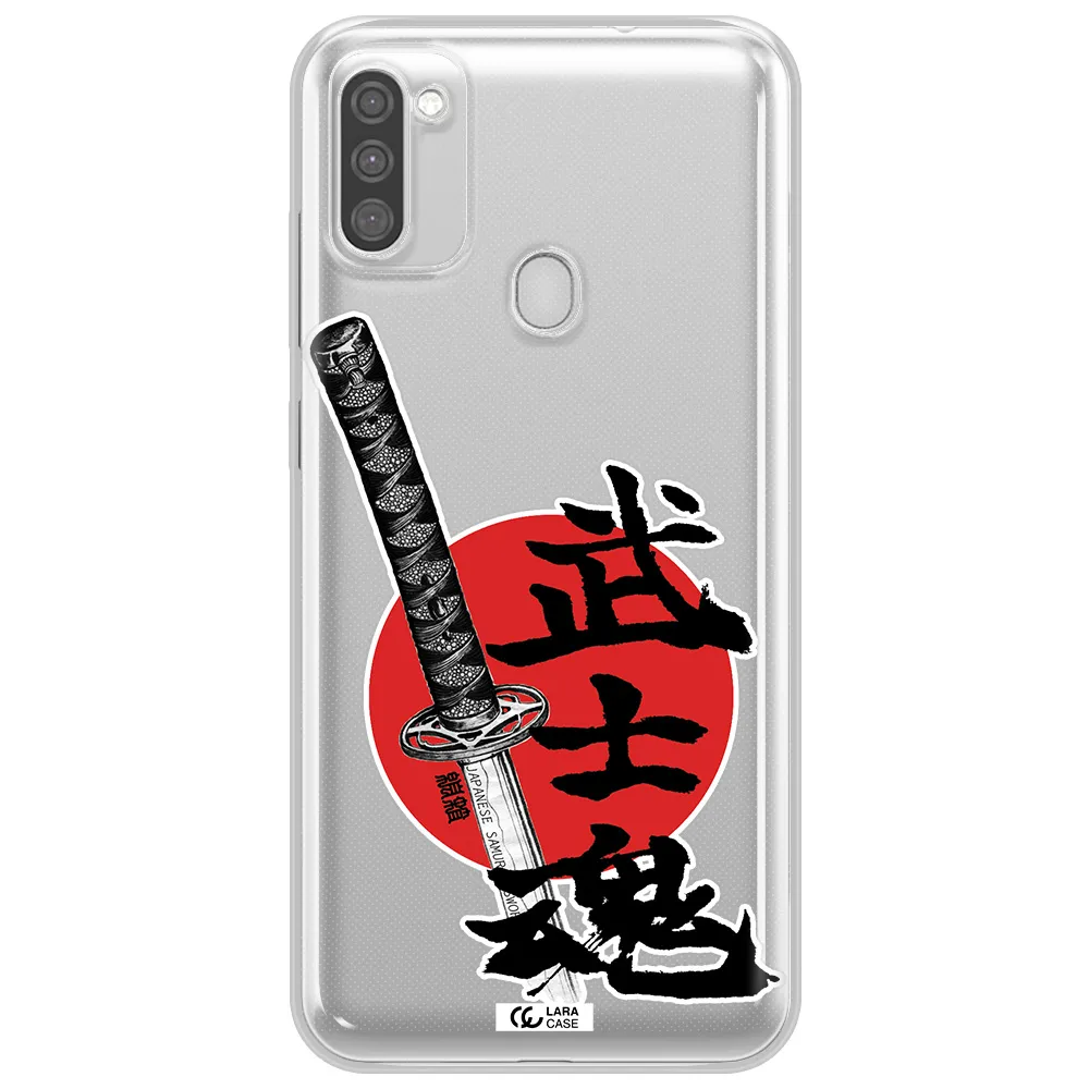 a sword with a red circle and hieroglyph Samsung M11 Clear TPU Case