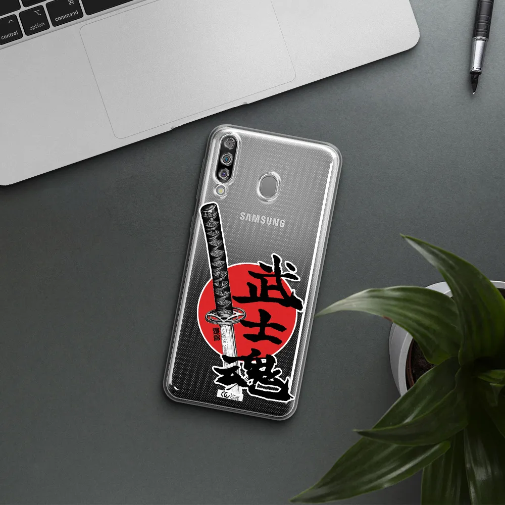 a sword with a red circle and hieroglyph Samsung M30 Clear TPU Case