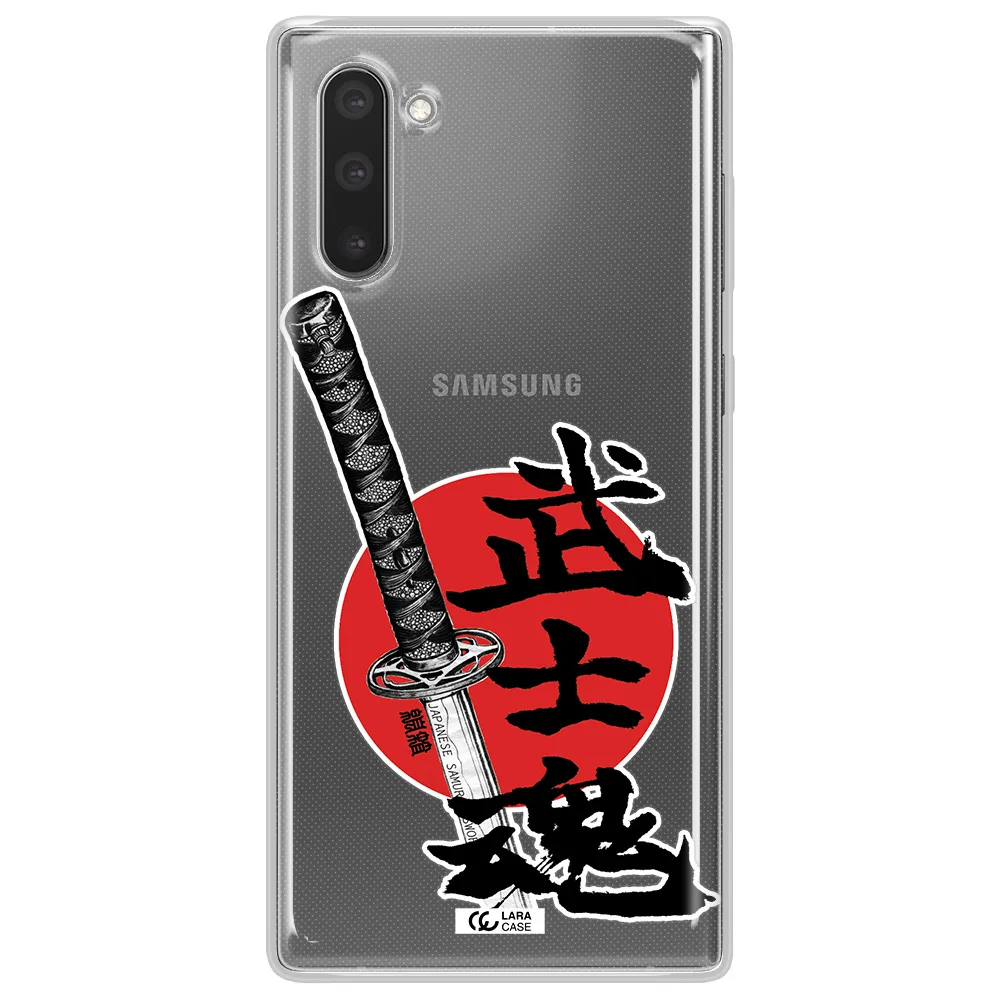 a sword with a red circle and hieroglyph Samsung Note 10 Clear TPU Case