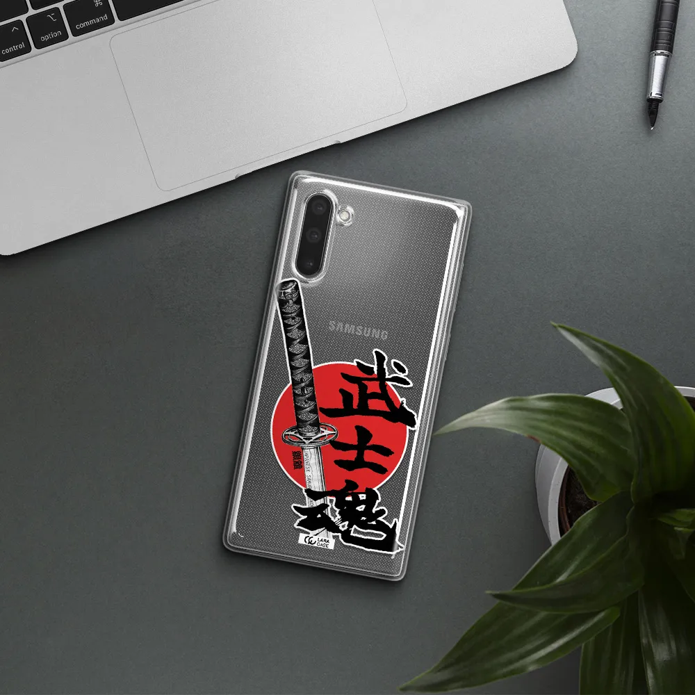 a sword with a red circle and hieroglyph Samsung Note 10 Clear TPU Case
